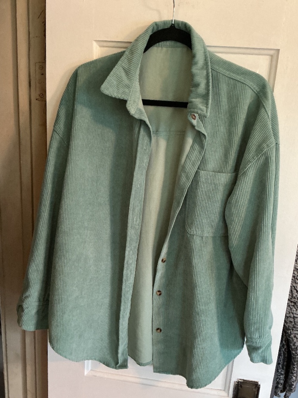 Seafoam Green Oversized Corduroy Shacket